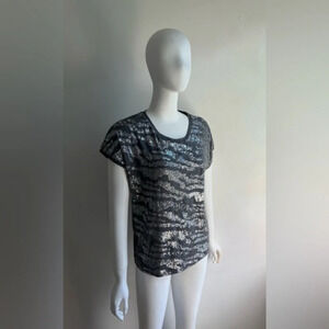 Zebra Sequin One Size Grey & Silver Womens Boxy NYE Top